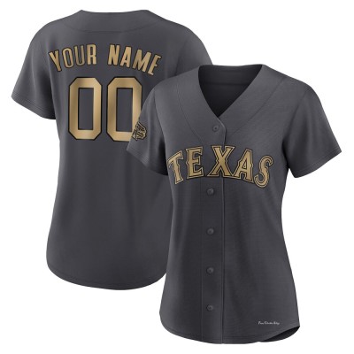 Women's Custom Texas Rangers Game Charcoal Authentic 2022 All-Star Jersey