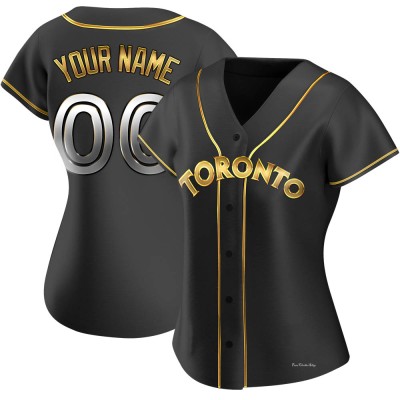 Women's Custom Toronto Blue Jays Replica Black Golden Alternate Jersey