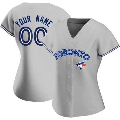 Women's Custom Toronto Blue Jays Replica Gray Road Jersey
