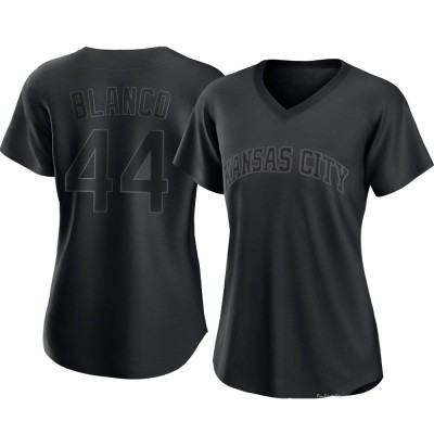 Women's Dairon Blanco Kansas City Royals Replica Black Pitch Fashion Jersey