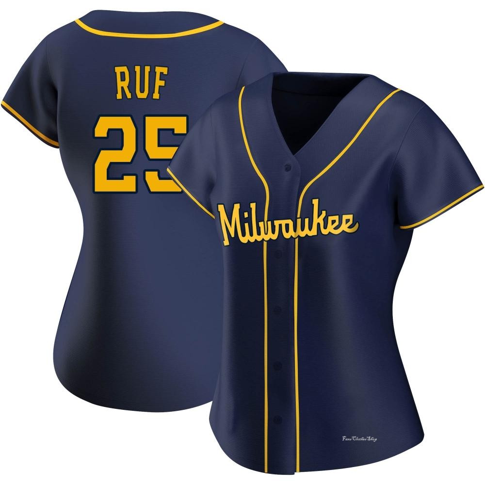 Women's Darin Ruf Milwaukee Brewers Authentic Navy Alternate Jersey