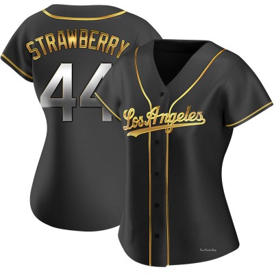 Women's Darryl Strawberry Los Angeles Dodgers Replica Black Golden Alternate Jersey