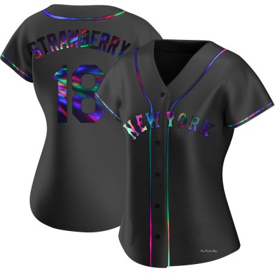 Women's Darryl Strawberry New York Mets Replica Black Holographic Alternate Jersey