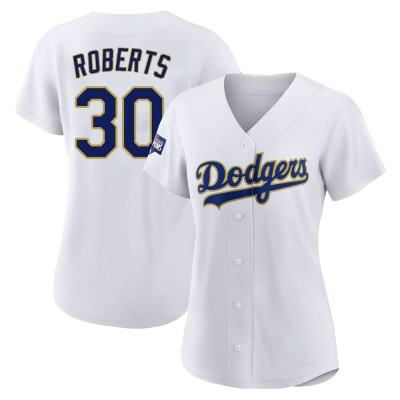 Women's Dave Roberts Los Angeles Dodgers Authentic White/Gold 2021 Gold Program Player Jersey