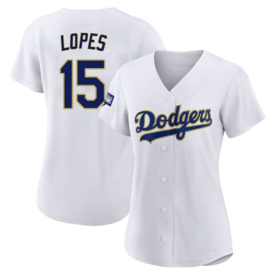 Women's Davey Lopes Los Angeles Dodgers Replica White/Gold 2021 Gold Program Player Jersey