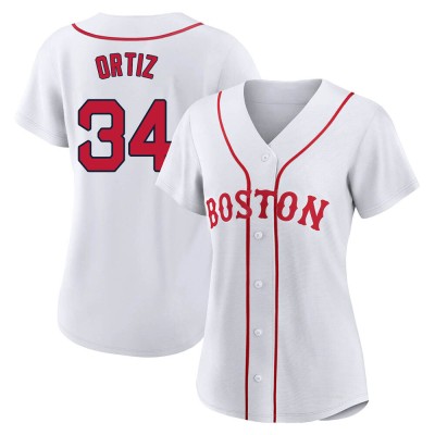 Women's David Ortiz Boston Red Sox Authentic White 2021 Patriots' Day Jersey