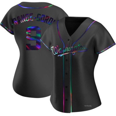 Women's Dee Strange-Gordon Washington Nationals Replica Black Holographic Alternate Jersey