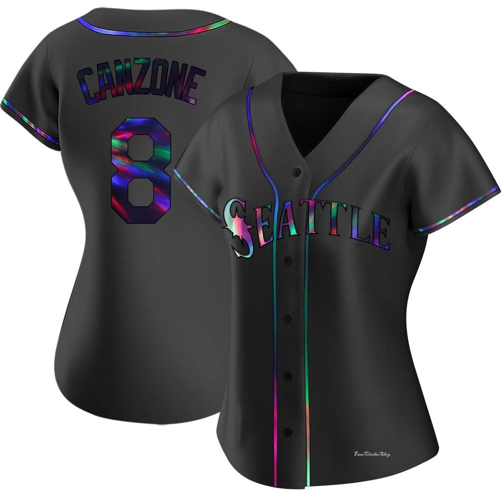 Women's Dominic Canzone Seattle Mariners Replica Black Holographic Alternate Jersey