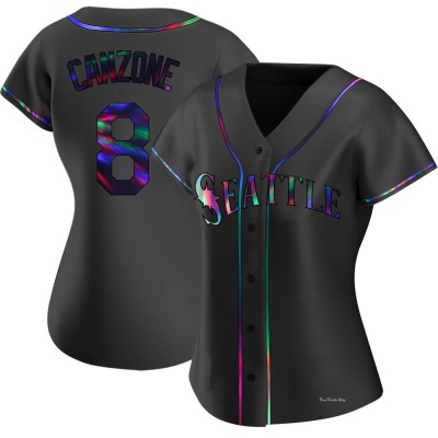 Women's Dominic Canzone Seattle Mariners Replica Black Holographic Alternate Jersey