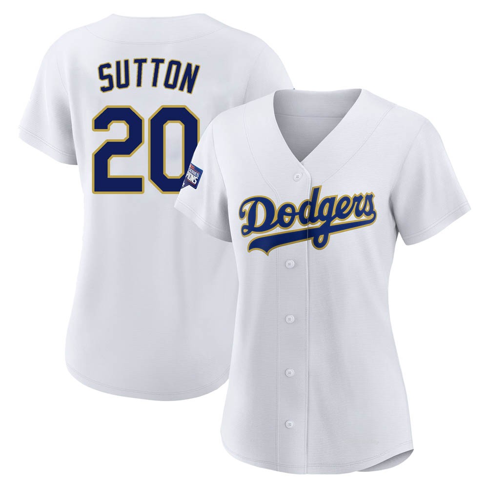 Women's Don Sutton Los Angeles Dodgers Authentic White/Gold 2021 Gold Program Player Jersey