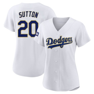 Women's Don Sutton Los Angeles Dodgers Authentic White/Gold 2021 Gold Program Player Jersey