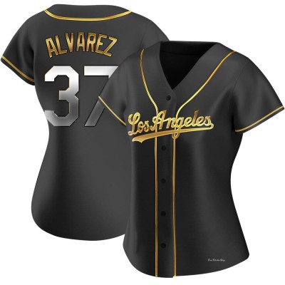 Women's Eddy Alvarez Los Angeles Dodgers Replica Black Golden Alternate Jersey