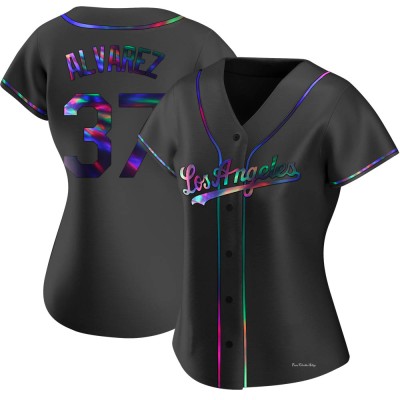 Women's Eddy Alvarez Los Angeles Dodgers Replica Black Holographic Alternate Jersey