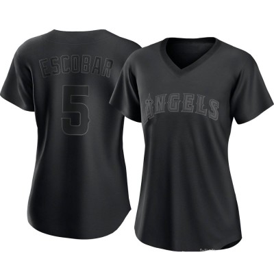 Women's Eduardo Escobar Los Angeles Angels Replica Black Pitch Fashion Jersey