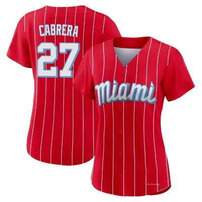 Women's Edward Cabrera Miami Marlins Authentic Red 2021 City Connect Jersey