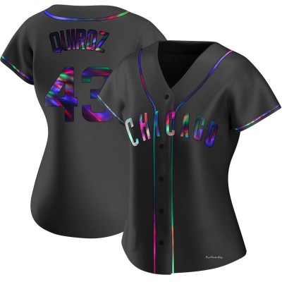Women's Esteban Quiroz Chicago Cubs Replica Black Holographic Alternate Jersey