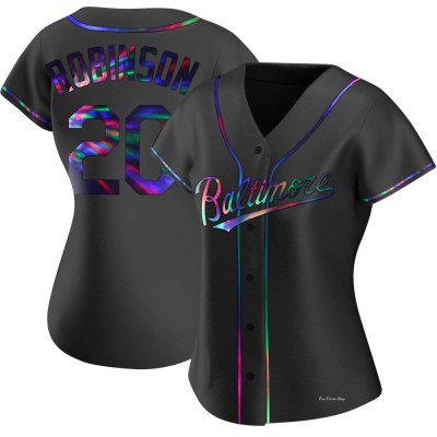 Women's Frank Robinson Baltimore Orioles Replica Black Holographic Alternate Jersey