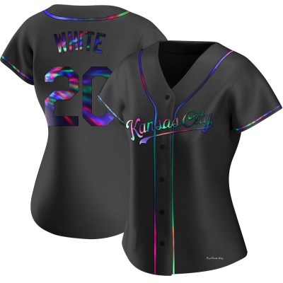 Women's Frank White Kansas City Royals Replica Black Holographic Alternate Jersey