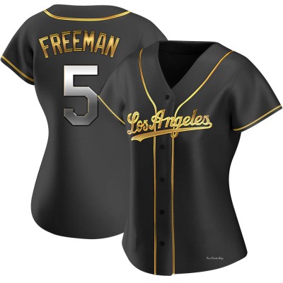 Women's Freddie Freeman Los Angeles Dodgers Replica Black Golden Alternate Jersey