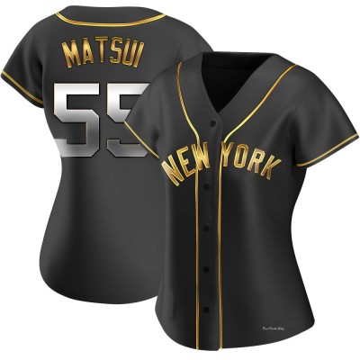 Women's Hideki Matsui New York Yankees Replica Black Golden Alternate Jersey