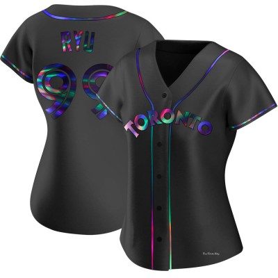 Women's Hyun Jin Ryu Toronto Blue Jays Replica Black Holographic Alternate Jersey