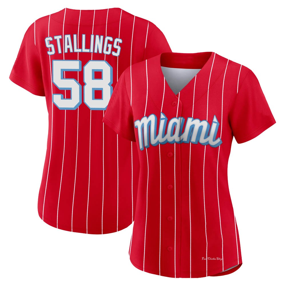 Women's Jacob Stallings Miami Marlins Authentic Red 2021 City Connect Jersey