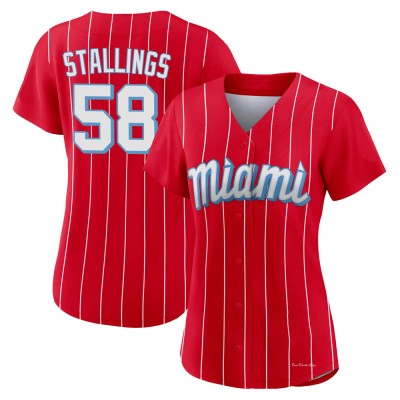 Women's Jacob Stallings Miami Marlins Authentic Red 2021 City Connect Jersey