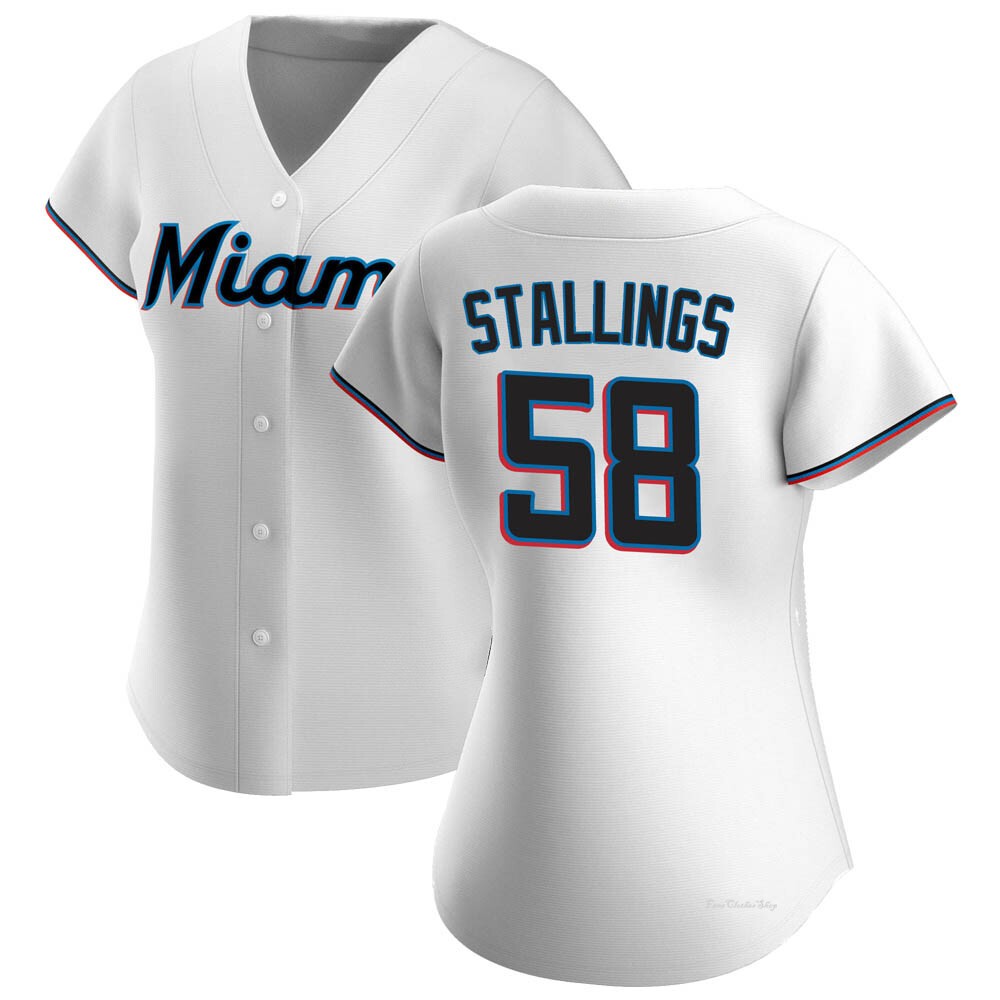 Women's Jacob Stallings Miami Marlins Authentic White Home Jersey