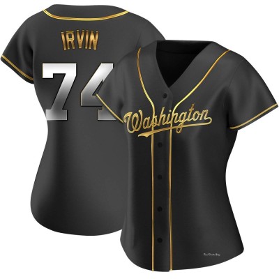 Women's Jake Irvin Washington Nationals Replica Black Golden Alternate Jersey