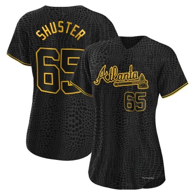 Women's Jared Shuster Atlanta Braves Authentic Black Snake Skin City Jersey