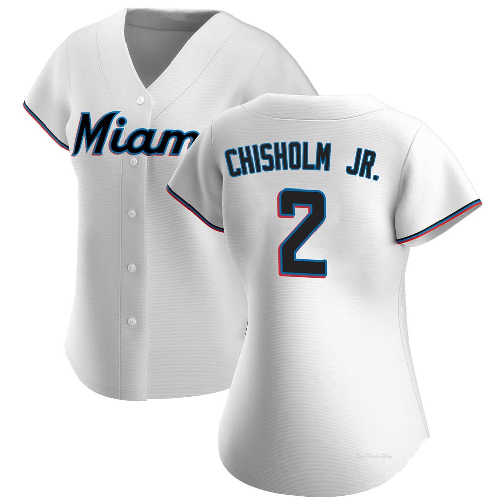 Women's Jazz Chisholm Jr. Miami Marlins Replica White Home Jersey