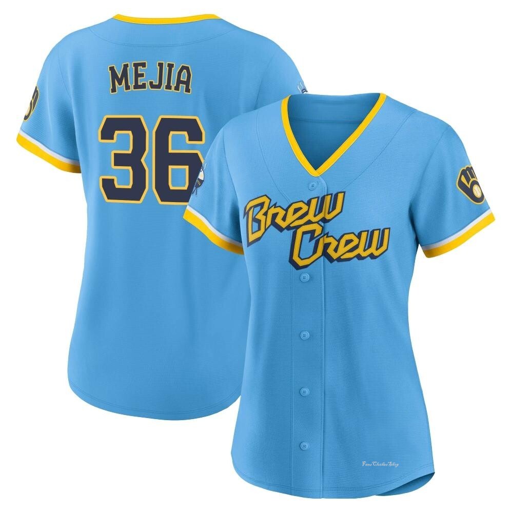 Women's J.C. Mejia Milwaukee Brewers Replica Blue Powder 2022 City Connect Jersey
