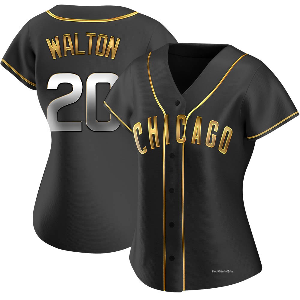 Women's Jerome Walton Chicago Cubs Replica Black Golden Alternate Jersey