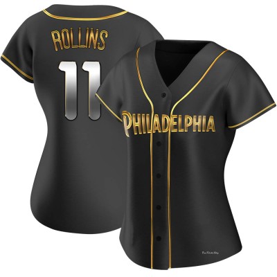 Women's Jimmy Rollins Philadelphia Phillies Replica Black Golden Alternate Jersey