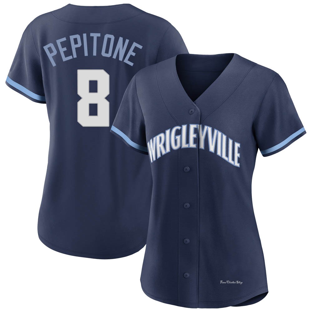 Women's Joe Pepitone Chicago Cubs Replica Navy 2021 City Connect Jersey
