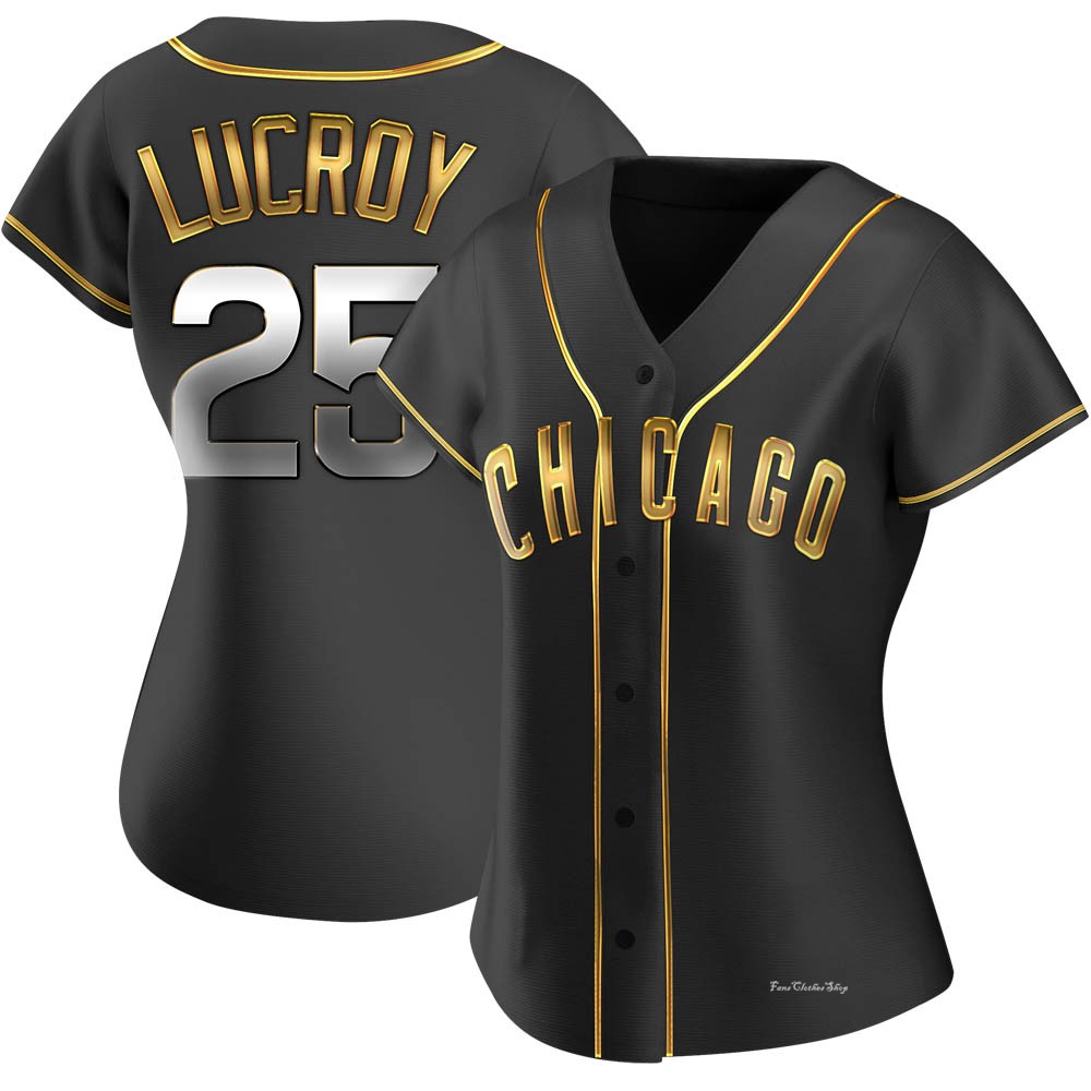 Women's Jonathan Lucroy Chicago Cubs Replica Black Golden Alternate Jersey