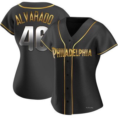 Women's Jose Alvarado Philadelphia Phillies Replica Black Golden Alternate Jersey