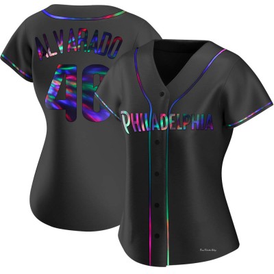 Women's Jose Alvarado Philadelphia Phillies Replica Black Holographic Alternate Jersey