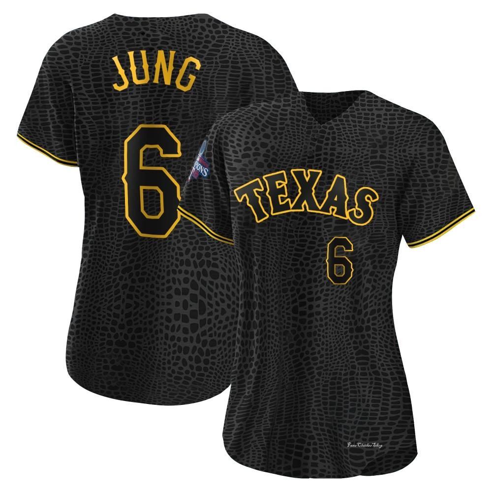 Women's Josh Jung Texas Rangers Authentic Black Snake Skin City 2023 World Series Champions Jersey