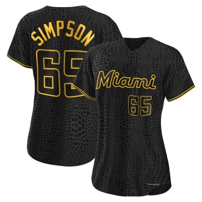 Women's Josh Simpson Miami Marlins Authentic Black Snake Skin City Jersey