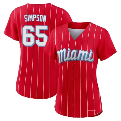 Women's Josh Simpson Miami Marlins Authentic Red 2021 City Connect Jersey