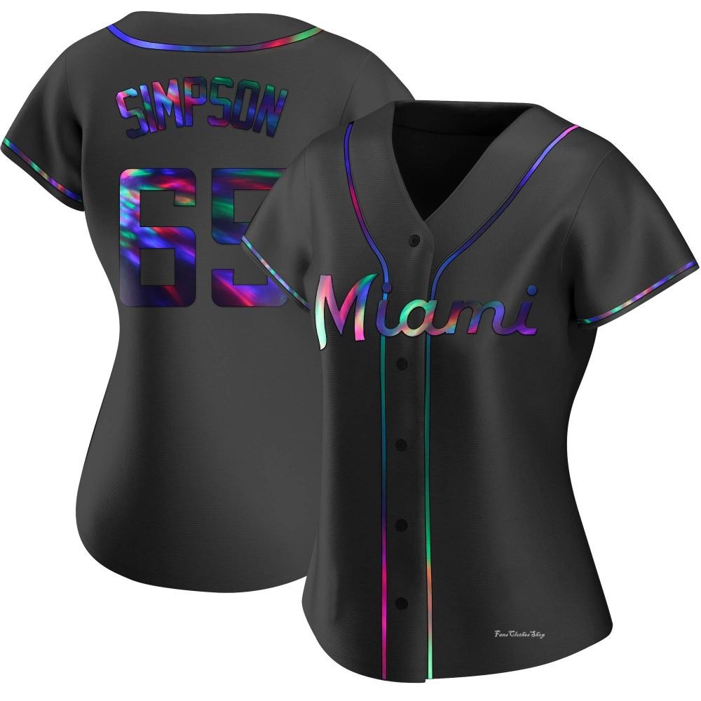 Women's Josh Simpson Miami Marlins Replica Black Holographic Alternate Jersey