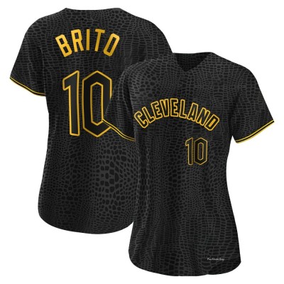Women's Juan Brito Cleveland Guardians Authentic Black Snake Skin City Jersey