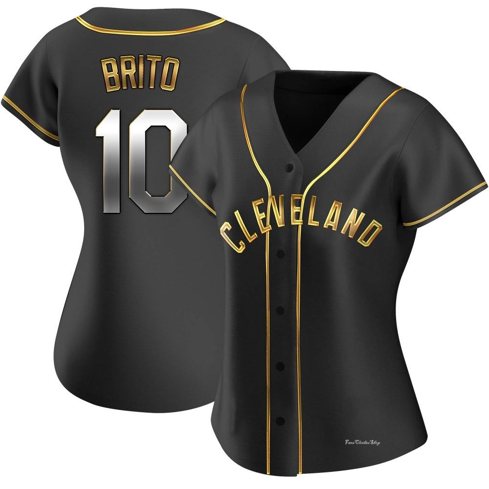 Women's Juan Brito Cleveland Guardians Replica Black Golden Alternate Jersey