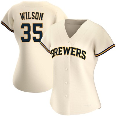 Women's Justin Wilson Milwaukee Brewers Authentic Cream Home Jersey