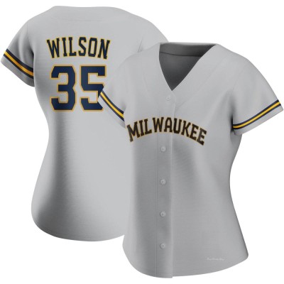 Women's Justin Wilson Milwaukee Brewers Authentic Gray Road Jersey