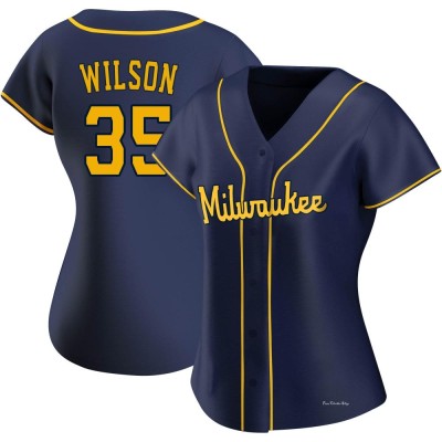 Women's Justin Wilson Milwaukee Brewers Replica Navy Alternate Jersey