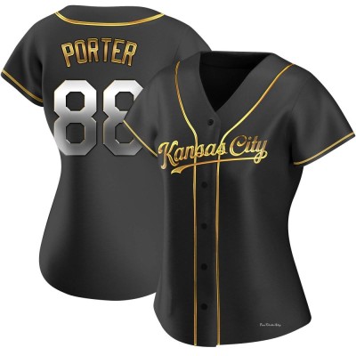 Women's Logan Porter Kansas City Royals Replica Black Golden Alternate Jersey