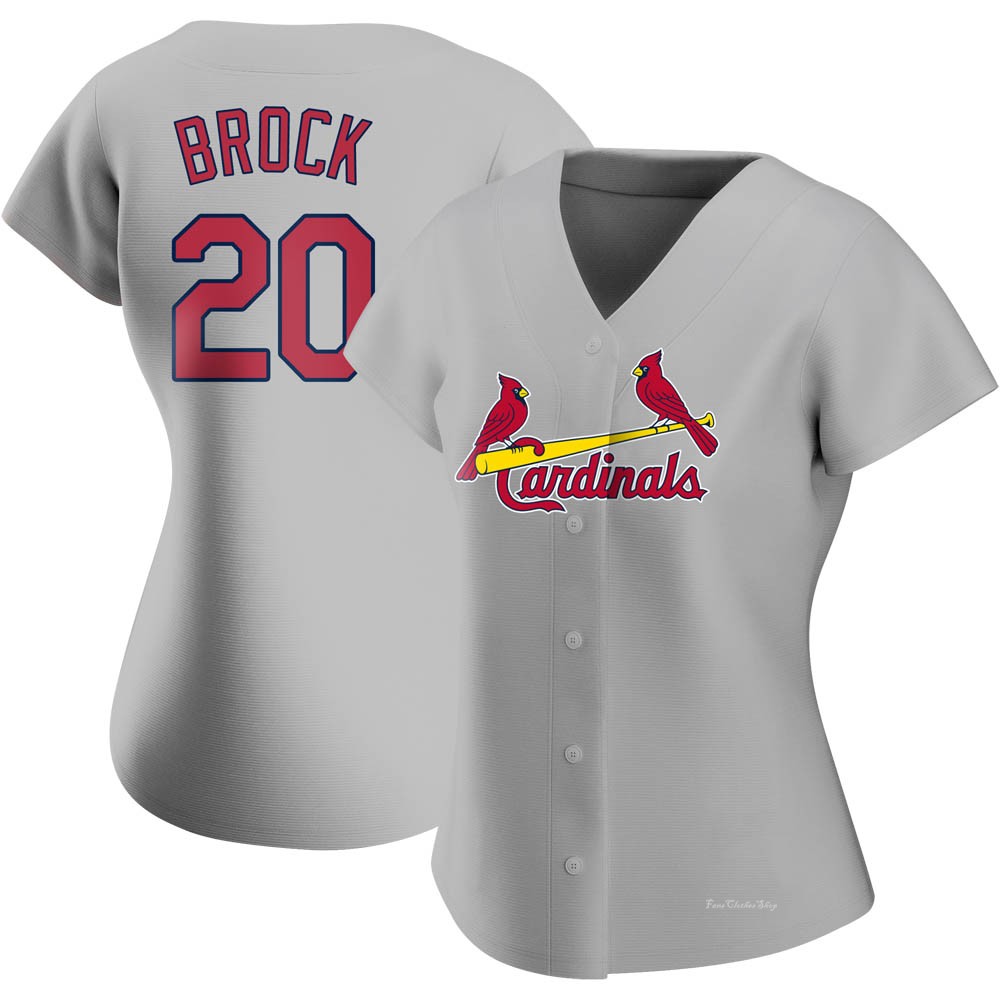 Women's Lou Brock St. Louis Cardinals Replica Gray Road Jersey