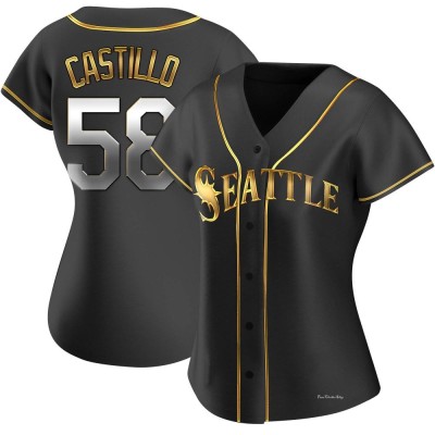 Women's Luis Castillo Seattle Mariners Replica Black Golden Alternate Jersey